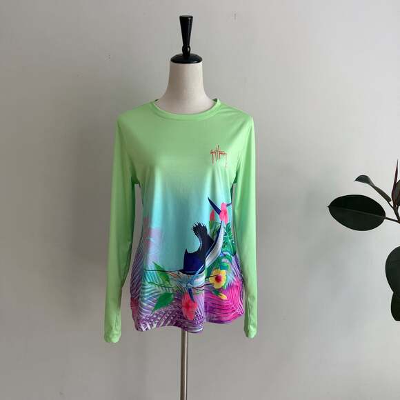 Guy Harvey Tops - Guy Harvey Women's Long Sleeve Sailfish and Floral Performance Shirt